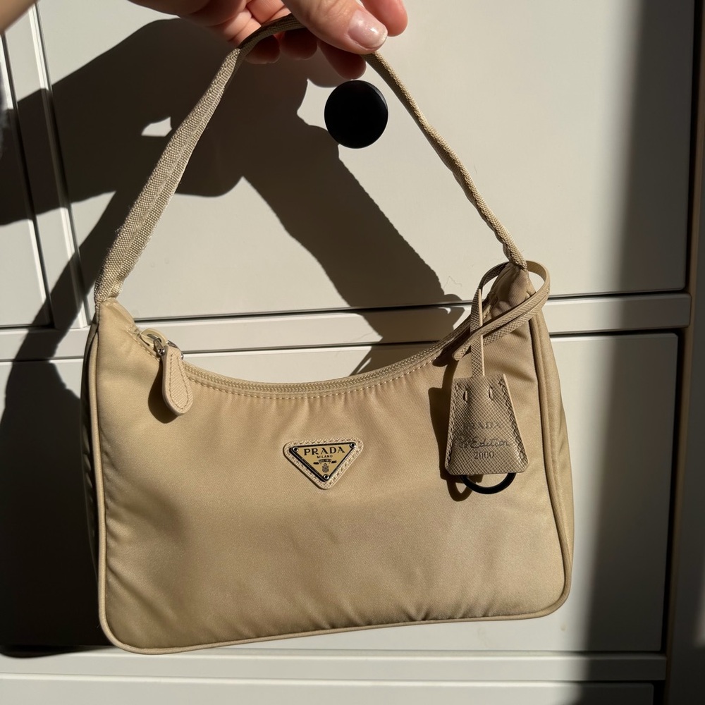 Pre loved - Prada Tan Nylon Shoulder Bag - Picture 8 of 16